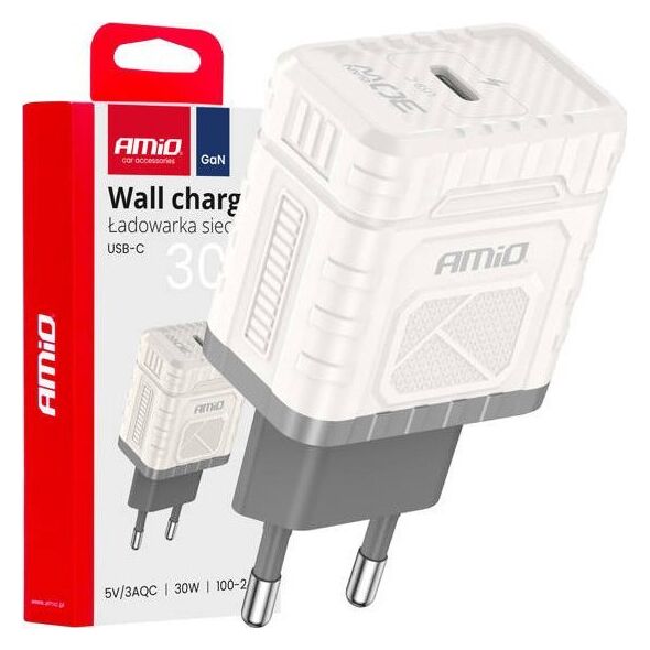 Ładowarka sieciowa Quick Charge GaN PD 30W USB-C AMIO-04285