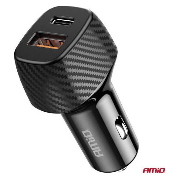 Ładowarka samochodowa QC+PD 20W USB-A + USB-C AMIO-04282