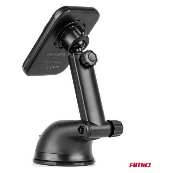 Uchwyt samochodowy na telefon szybę i kokpit z szybk? ładowark? indukcyjn? Qi2 15W AMIO-04181