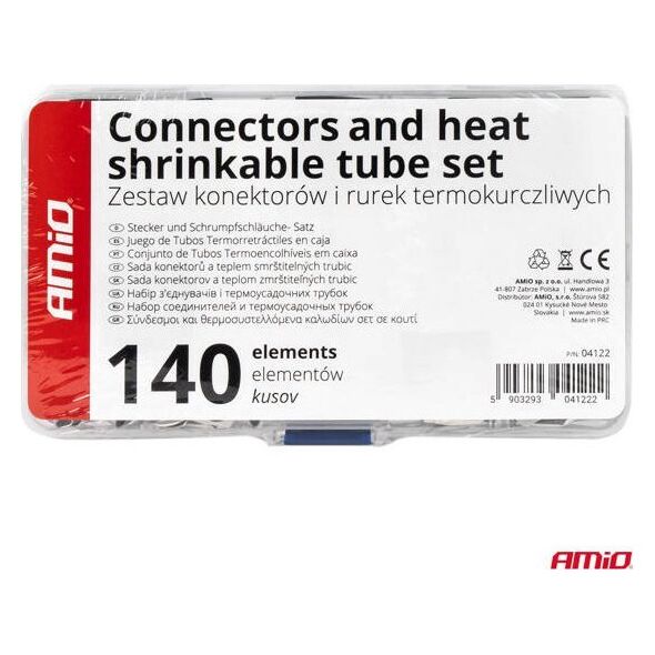 Zestaw konektory oczkowe koszulki termokurczliwe 140 szt. AMIO-04122