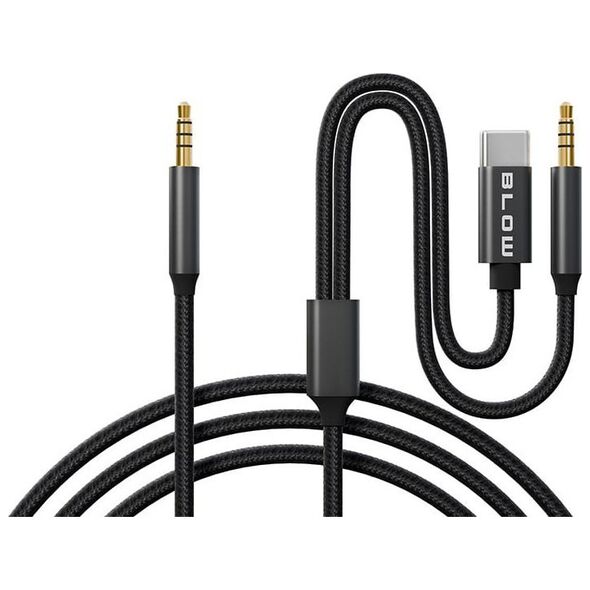 66-167# Przyłącze usb-c - jack 3,5 + jack 3,5  1,2m plecionka