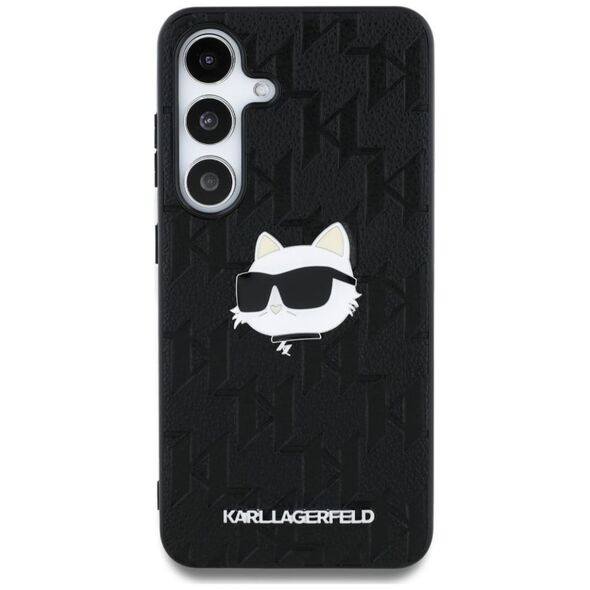 Etui Karl Lagerfeld Leather Monogram Pin  Logo Choupette Head Samsung Galaxy S25 czarny