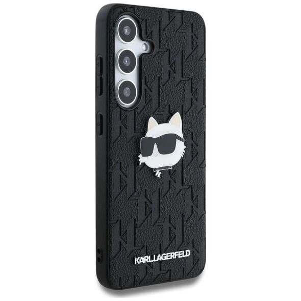 Etui Karl Lagerfeld Leather Monogram Pin  Logo Choupette Head Samsung Galaxy S25 czarny