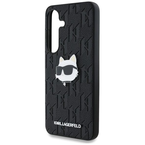 Etui Karl Lagerfeld Leather Monogram Pin  Logo Choupette Head Samsung Galaxy S25 Plus czarny