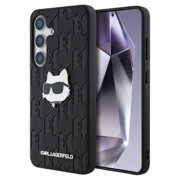 Etui Karl Lagerfeld Leather Monogram Pin  Logo Choupette Head Samsung Galaxy S25 Plus czarny