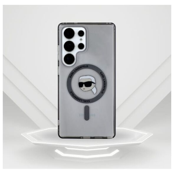Etui Karl Lagerfeld Button Karl Head      Printed Logo MagSafe Samsung Galaxy S25 Ultra czarny