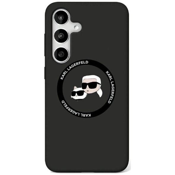 Etui Karl Lagerfeld Silicone Double       Heads And Circle MagSafe Samsung Galaxy S25 Ultra czarny