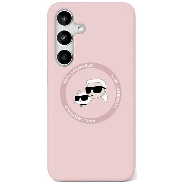 Etui Karl Lagerfeld Silicone Double       Heads And Circle MagSafe Samsung Galaxy S25 różowy