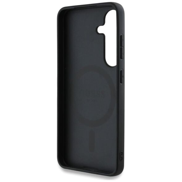 Guess 4G Round Patch Classic Logo MagSafe case for Samsung Galaxy S25 Plus black