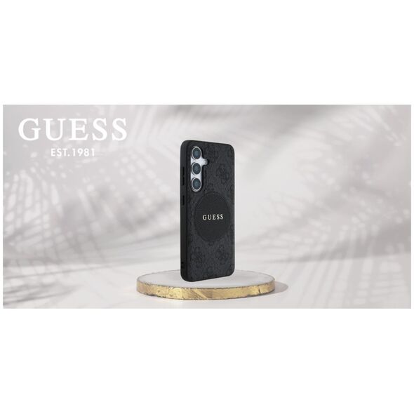 Guess 4G Round Patch Classic Logo MagSafe case for Samsung Galaxy S25 Plus black