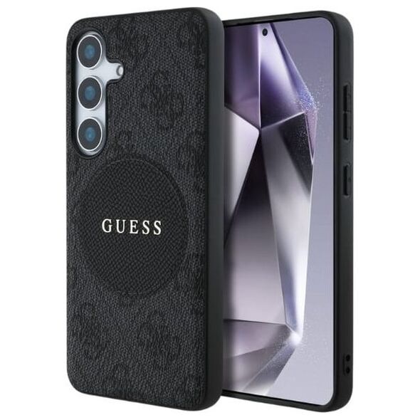 Guess 4G Round Patch Classic Logo MagSafe case for Samsung Galaxy S25 Plus black