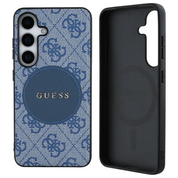 Guess 4G Round Patch Classic Logo MagSafe case for Samsung Galaxy S25 blue