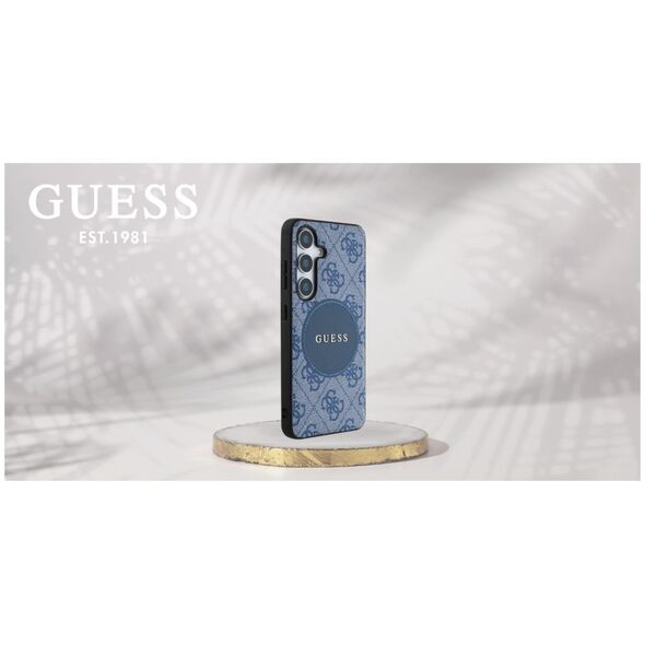 Guess 4G Round Patch Classic Logo MagSafe case for Samsung Galaxy S25 blue