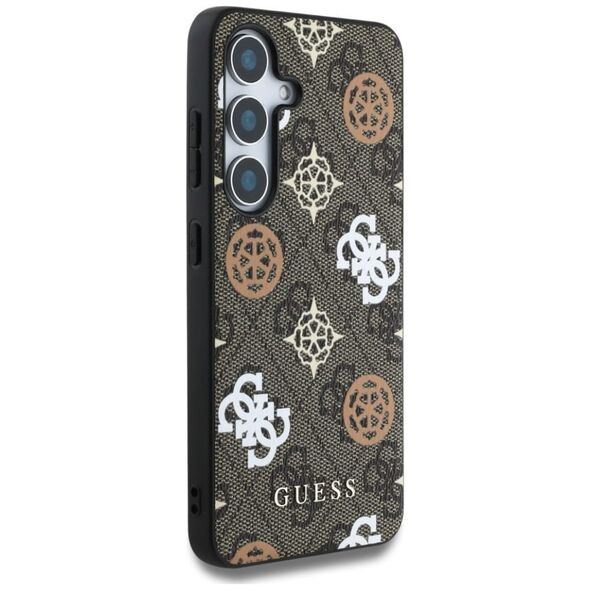 Guess 4G Printed Colored Peony Pattern MagSafe case for Samsung Galaxy S25 brown