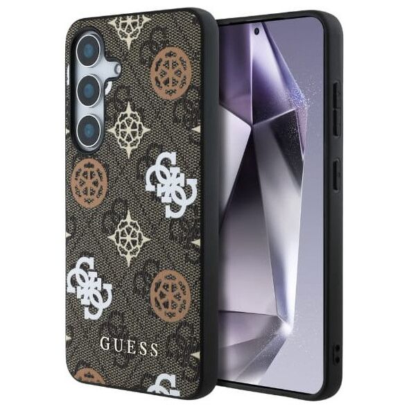 Guess 4G Printed Colored Peony Pattern MagSafe case for Samsung Galaxy S25 brown