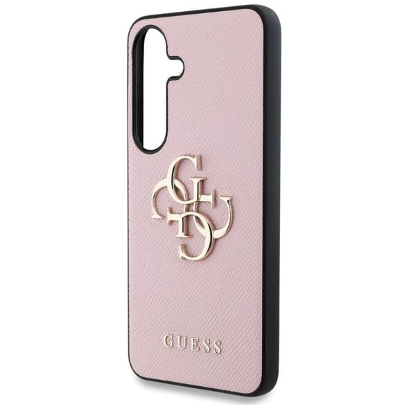 Guess Grained Big 4G Logo Small Classic Logo case for Samsung Galaxy S25 pink