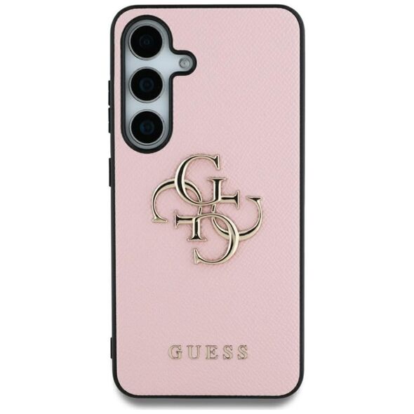 Guess Grained Big 4G Logo Small Classic Logo Case for Samsung Galaxy S25 Ultra pink