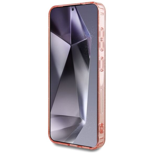 Guess 4G Glitter Triangle Buttons MagSafe Case for Samsung Galaxy S25 Pink