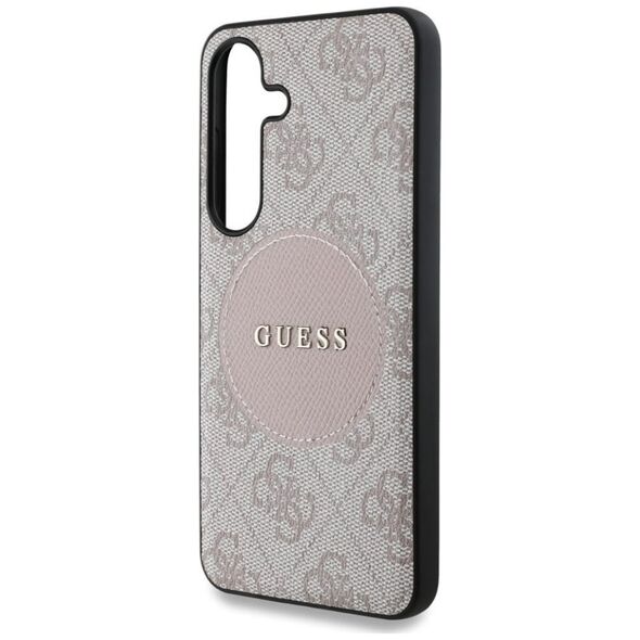 Guess 4G Round Patch Classic Logo MagSafe Case for Samsung Galaxy S25 Plus Pink