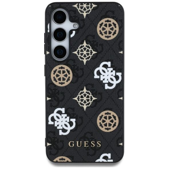 Guess 4G Printed Colored Peony Pattern MagSafe case for Samsung Galaxy S25 black