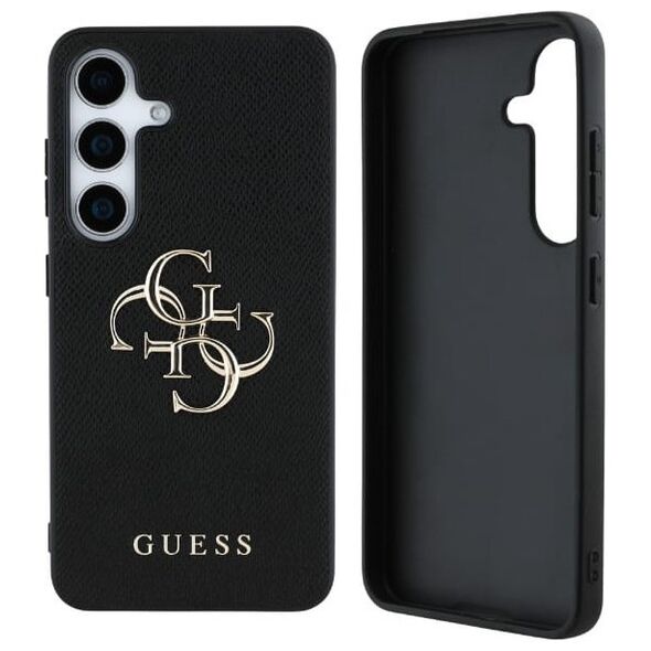 Guess Grained Big 4G Logo Small Classic Logo case for Samsung Galaxy S25 Plus black
