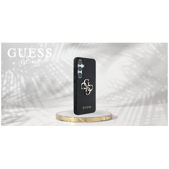 Guess Grained Big 4G Logo Small Classic Logo case for Samsung Galaxy S25 Plus black