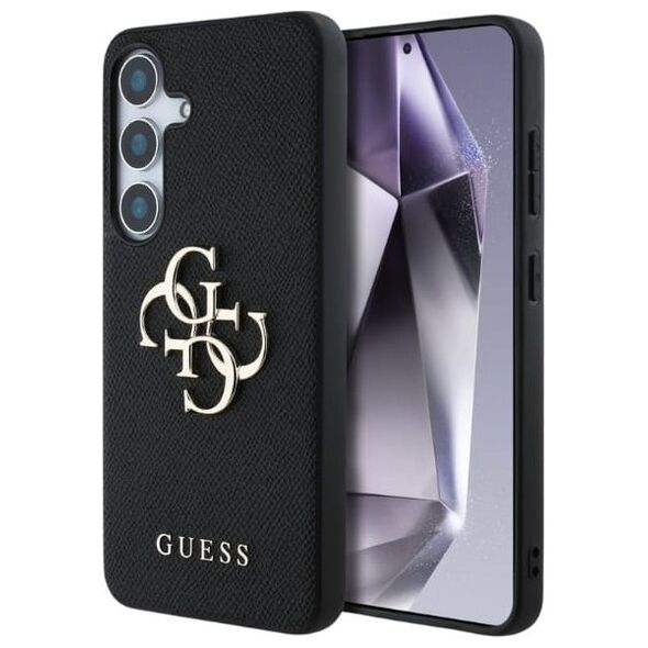 Guess Grained Big 4G Logo Small Classic Logo case for Samsung Galaxy S25 Plus black