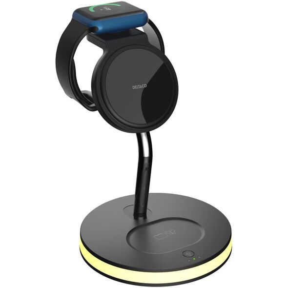 Deltaco 3-in-1 φορτιστής magnetinis belaidis įkroviklis DELTACO, telefonas/TWS/laikrodis, LED lemputė / QI-1041 13227372 7333048060341