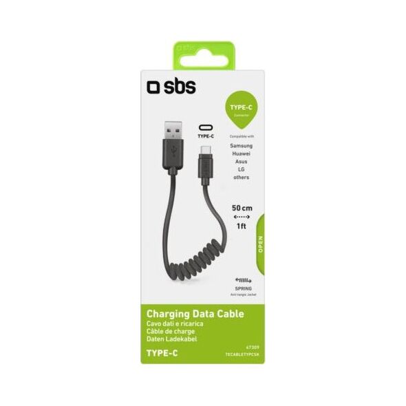 Kabel USB SBS Mobile USB-A - USB-C 0.5 m Czarny (TECABLETYPCSK)