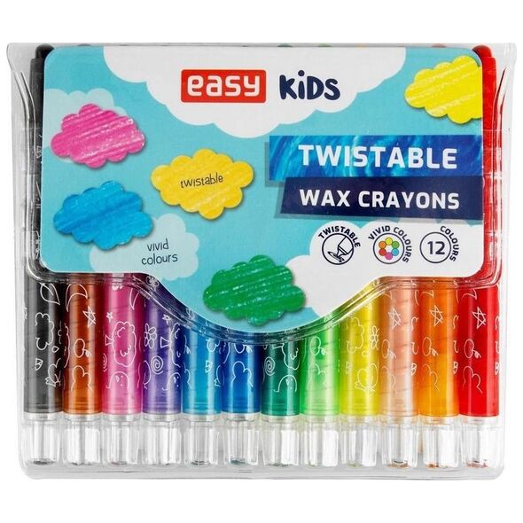 Easy Stationery Kredki świecowe wykręcane 12 kolorów EASY