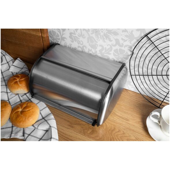 Chlebak Brunbeste CHLEBAK STALOWY 44CM POJEMNIK PIECZYWO CHLEB SREBRNY SATYNA BRUNBESTE BB-2756