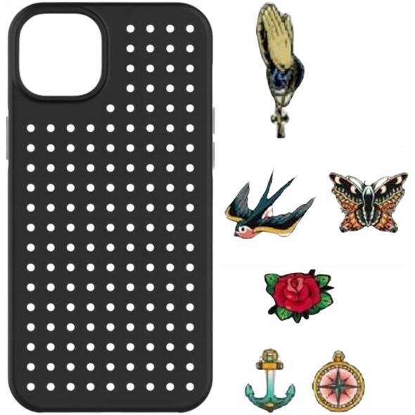 Σετ θήκης Pinit Pinit Dynamic + Pin Tattoo Pin iPhone 14 Pro Max 6,7" μαύρο/μαύρο μοτίβο 2 13002135 5905359817543