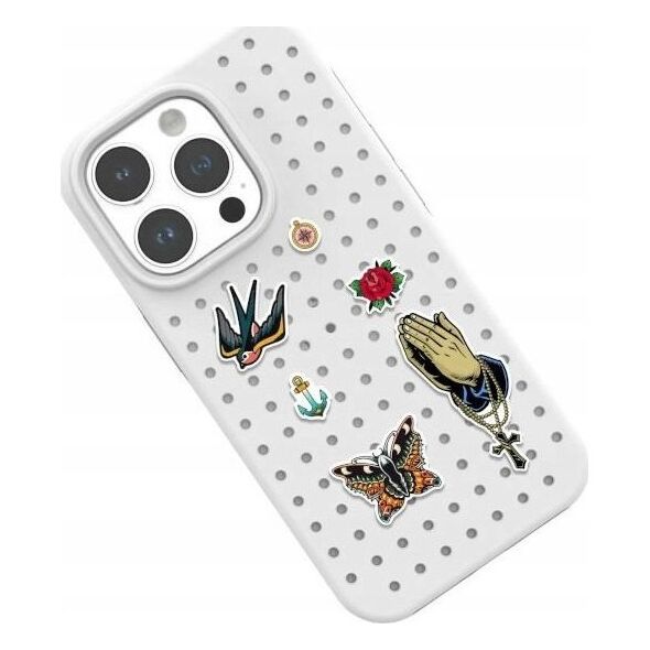 Σετ θήκης Pinit Pinit Dynamic + Pin Tattoo Pin iPhone 14 Pro Max 6,7" μαύρο/μαύρο μοτίβο 2 13002135 5905359817543