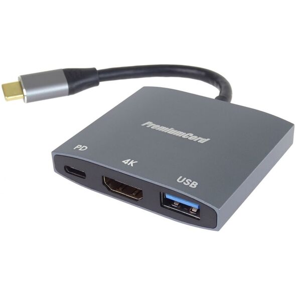 Καλώδιο PremiumCord Προσαρμογέας PremiumCord USB-C σε HDMI, USB3.0, PD, 4K και FULL HD 1080p 13217688 8592220022471
