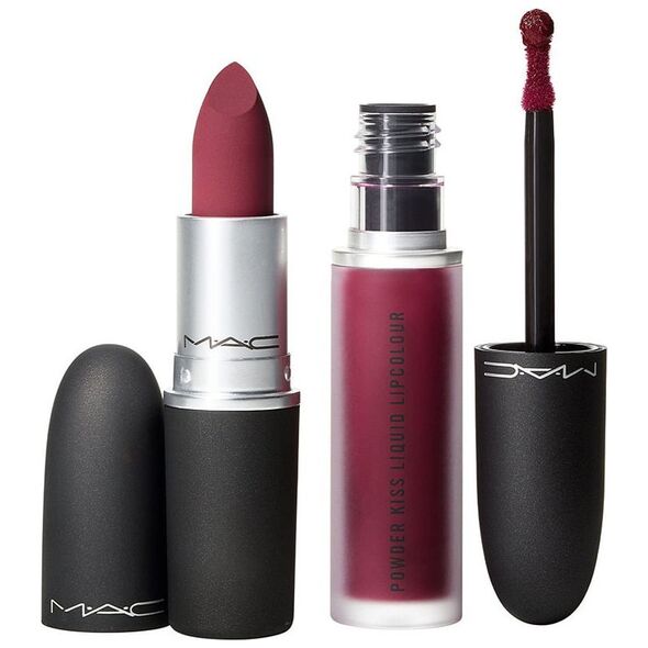 MAC Like Mother Set MAC: Powder Kiss, Matte, Cream Lipstick, 1987300, Burning Love, 3 g + Powder Kiss, Liquid Lipstick, 983, Burning Love, 5 ml Για γυναίκες 13080163 773602600625