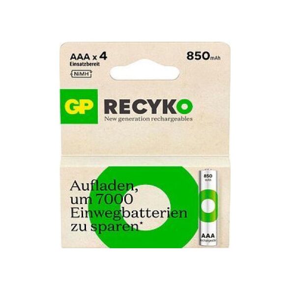 Μπαταρίες GP 1x4 GP ReCyko NiMH AAA 850mAH, έτοιμες για χρήση 13671764 4891199223099