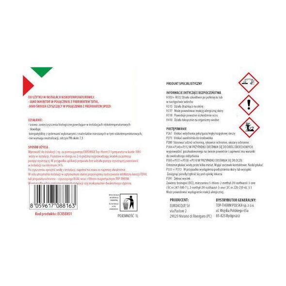 Samee BIOX 1L - Προετοιμασία για καθαρισμό εγκαταστάσεων χαμηλής θερμοκρασίας/αναστολέα διάβρωσης για εγκαταστάσεις χαμηλής θερμοκρασίας 12222774 8059617088163