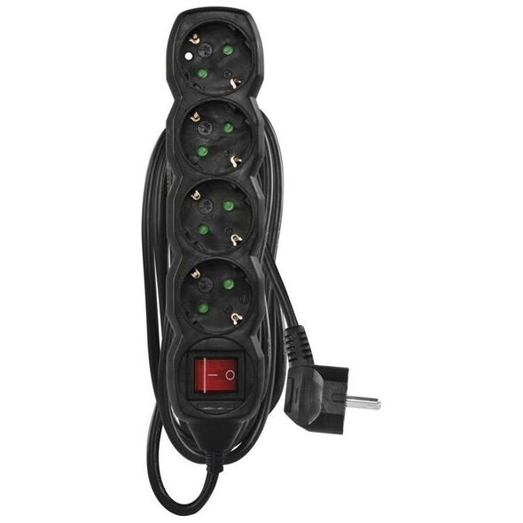 Emos Emos Ilgiklis 4 lizdų 5.0m su įžeminimu, su jungiklius (juodas) 1.5mm²