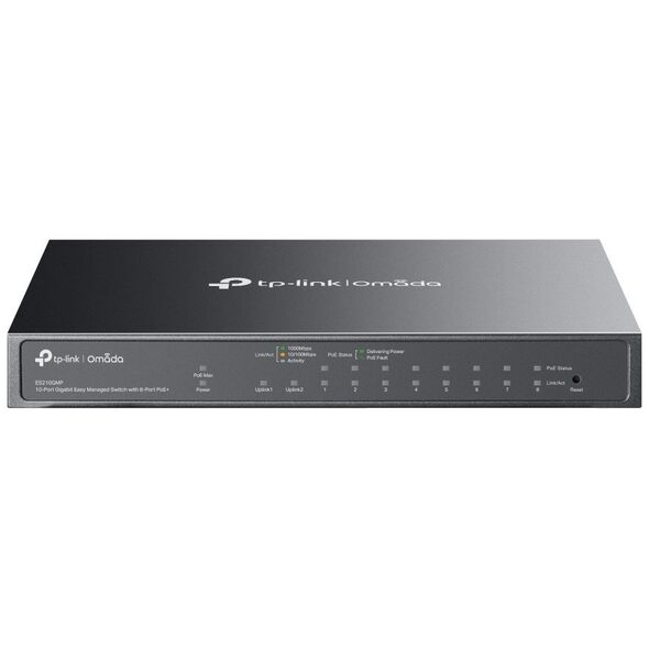 TP-Link Omada ES210GMP łącza sieciowe Zarządzany Gigabit Ethernet (10/100/1000) Obsługa PoE Czarny