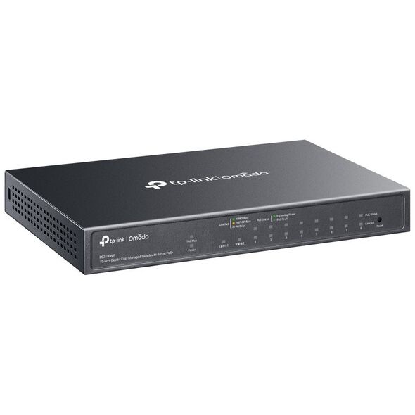 TP-Link Omada ES210GMP łącza sieciowe Zarządzany Gigabit Ethernet (10/100/1000) Obsługa PoE Czarny