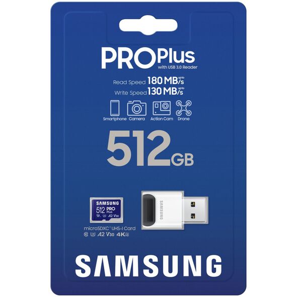Karta Samsung PRO Plus MicroSDXC 512 GB U3 A2 V30 (MB-MD512SB/WW)