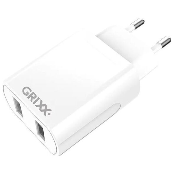 Grixx Grixx Power Adapter 220V White Dual USB A 14405895 8718375458914