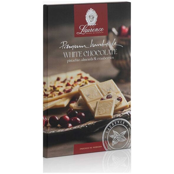 White chocolate with pistachios, almonds and cranberries Laurence, 85 g