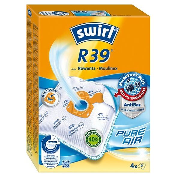Σακούλες ηλεκτρικής σκούπας Melitta Swirl R39 MicroPor Plus AntiBac Green σακούλα ηλεκτρικής σκούπας (4 σακούλες + 1 φίλτρο, για Rowenta, Moulinex) 11811476 4006508216352