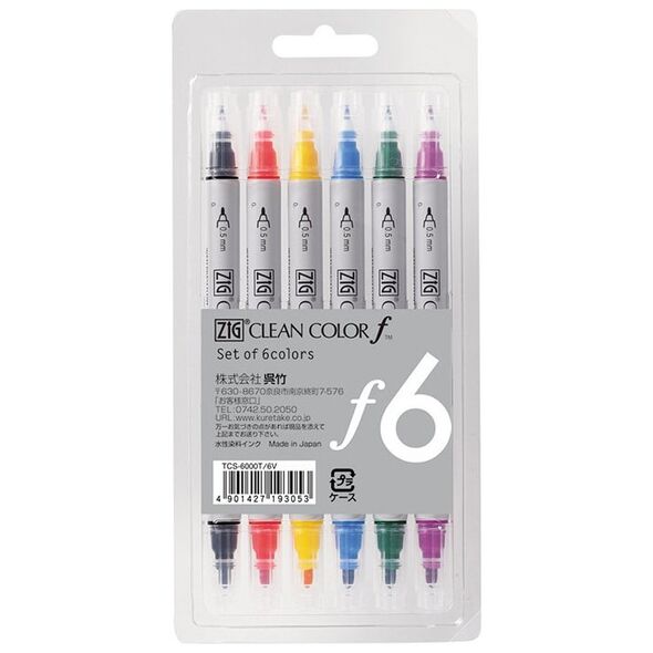 Artequipment ZIG Clean Color f - Sæt m.6 farver 13883159 4901427263398