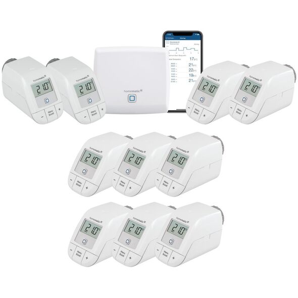 HomeMatic Bundle Homematic IP Starter Set Heizen + 8x HKT basic 14068128 4029164136055