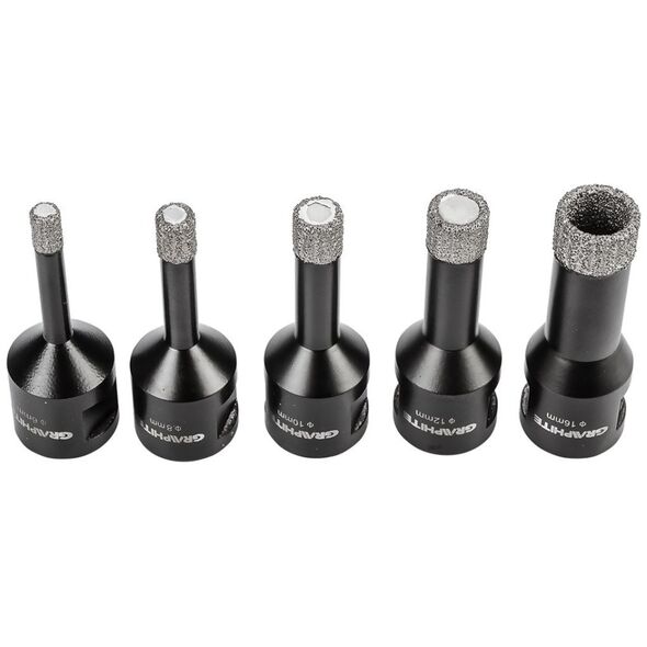 Otwornice diamentowe (6, 8, 10, 12, 16 mm), zestaw 5 el.