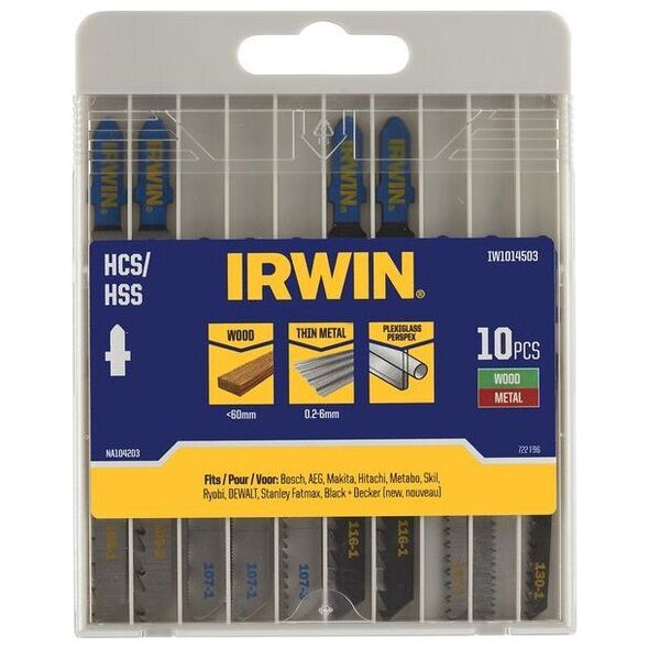 Irwin IRWIN HCS/HSS ΛΑΜΑ ΠΡΙΟΝΙΟΥ ΓΙΑ ΣΕΛΑ / ΤΥΠΟΣ Τ, σετ 10 τεμ.  ΜΕΤΑΛΛΟ (0,2-6 mm), ΞΥΛΟ ( 13495493 5054905293116