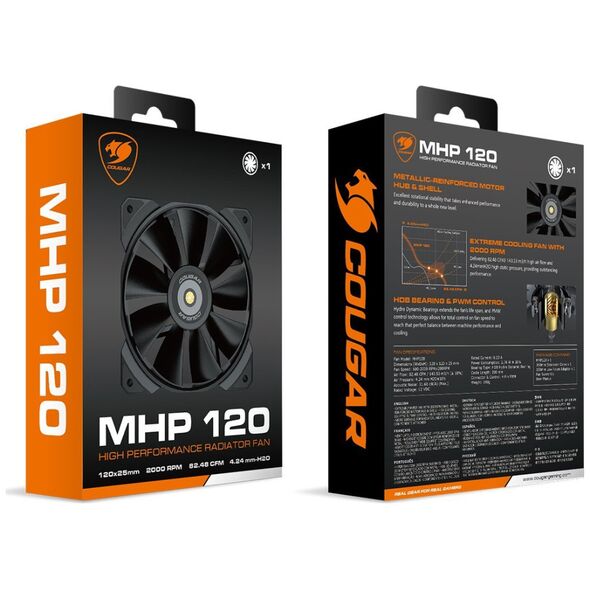 COUGAR Gaming MHP 120 Obudowa komputera Wentylator 12 cm Czarny 1 szt.