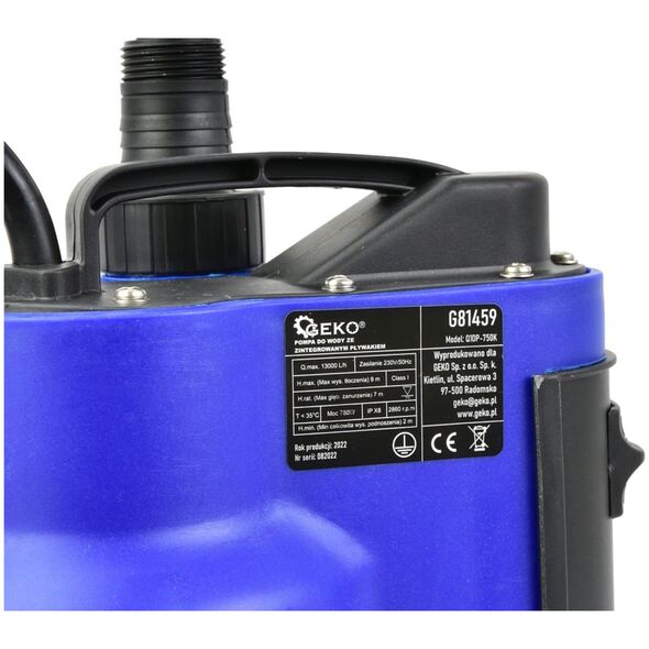 Geko Pompa plastik do brudnej wody 750W z wbudowanym pływakiem (4)